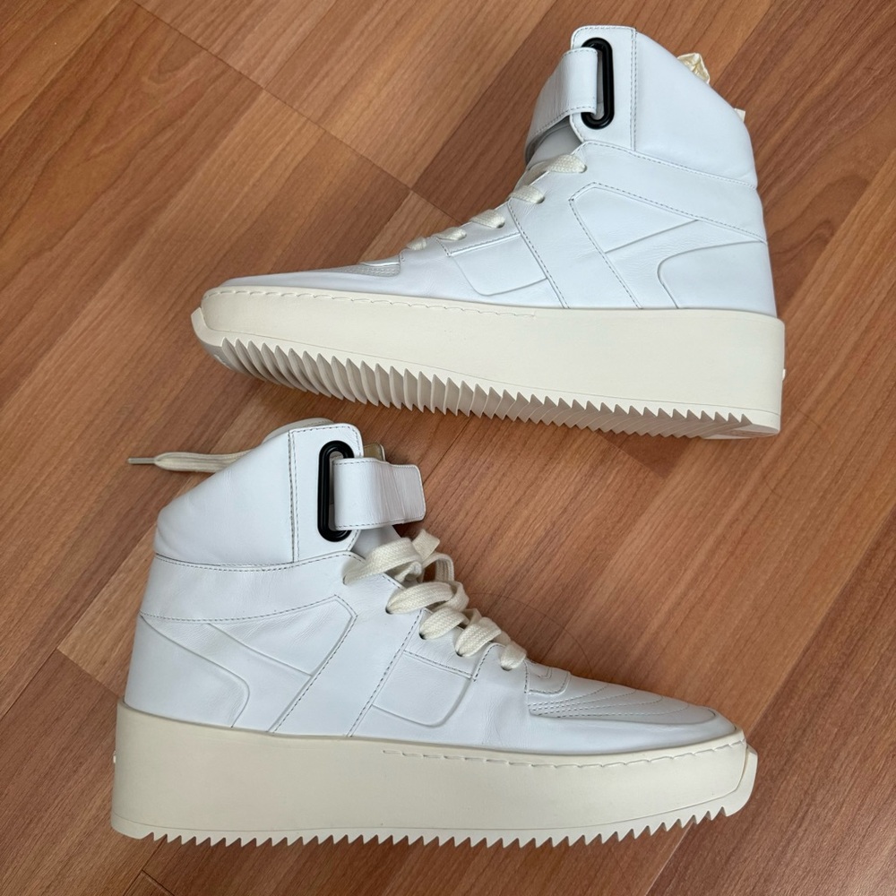 Fear of God White and Cream High-Top Sneakers
